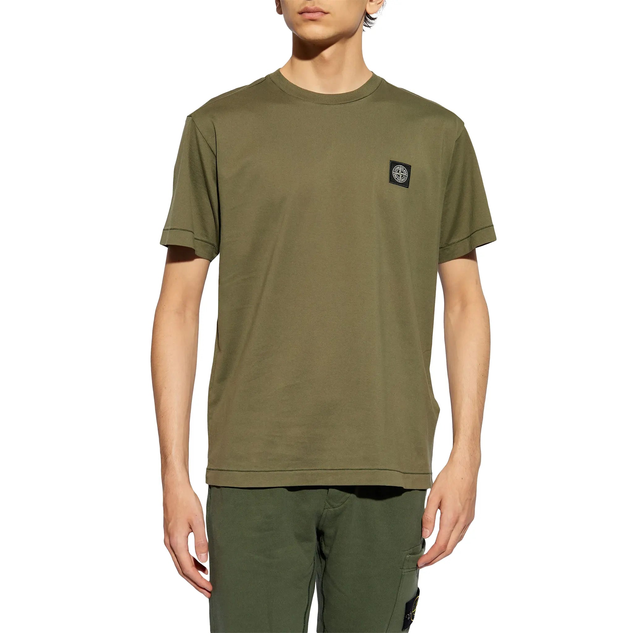 Preloved - Stone Island Patch Logo Khaki T-Shirt